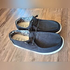Hey Dude Black Slip-On Loafers with Canvas Upper Size 10 Womens Wendy Like New